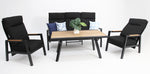 Load image into Gallery viewer, Esperance 4pc Lounge Setting with Sunbrella Fabric and Teak - Black