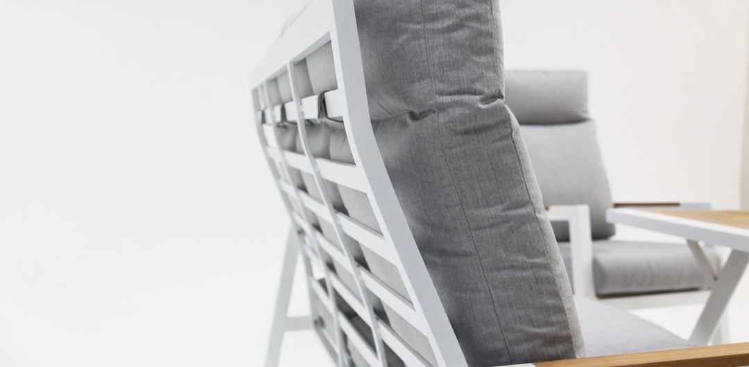 Esperance 4pc Lounge Setting with Sunbrella Fabric and Teak - White