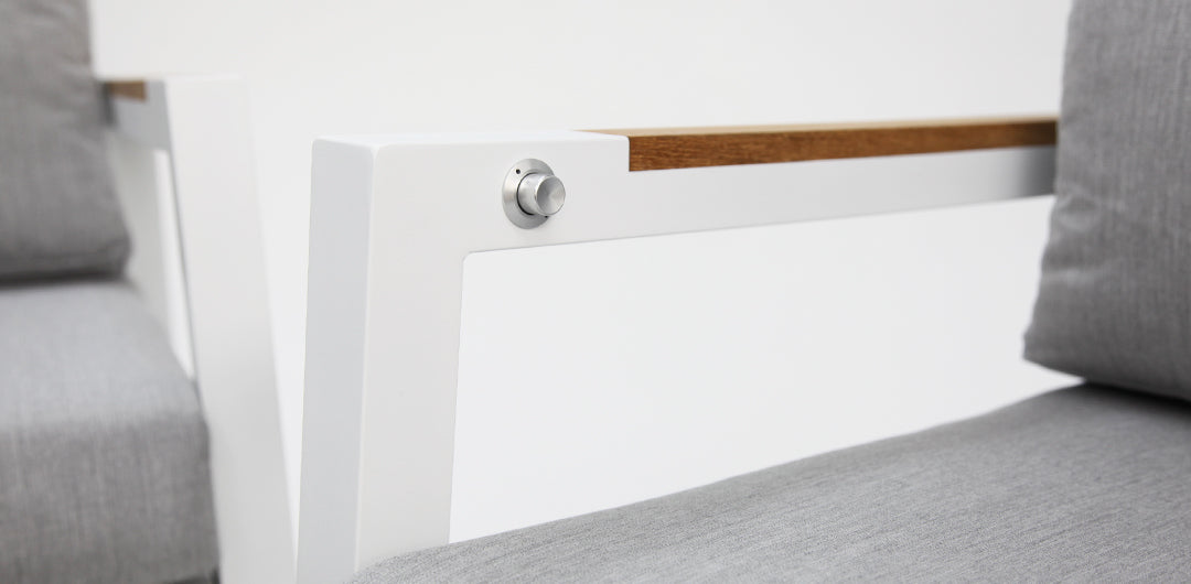 Esperance 4pc Lounge Setting with Sunbrella Fabric and Teak - White