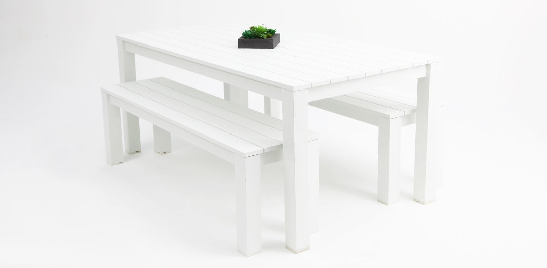 Dallas 220cm 3pc Dining Setting - White