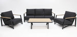 Load image into Gallery viewer, Milton 4pc Aluminium Lounge Setting - Black