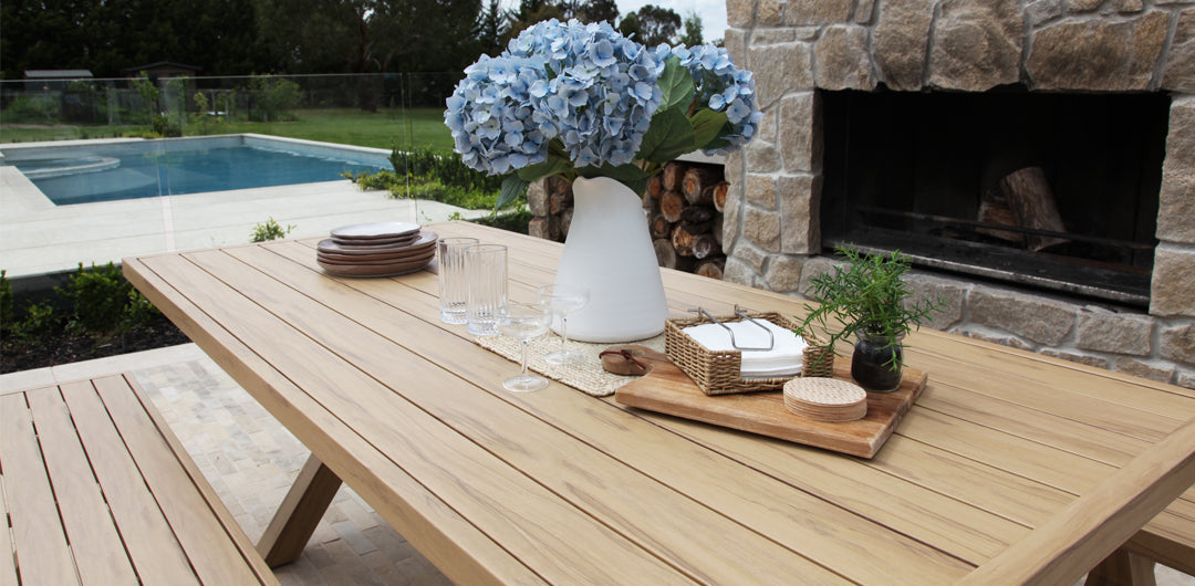 Ravenne 3pc Table and Bench Dining Setting - Timber Look