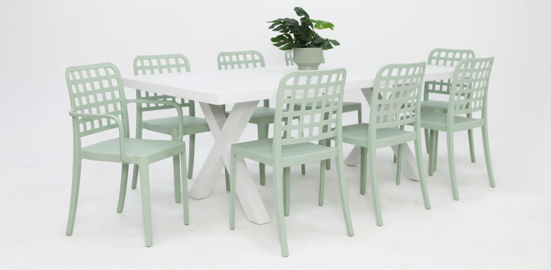 Ravenne Frankie 9pc Arm & Armless - White Green