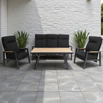 Load image into Gallery viewer, Esperance 4pc Lounge Setting with Sunbrella Fabric and Teak - Black