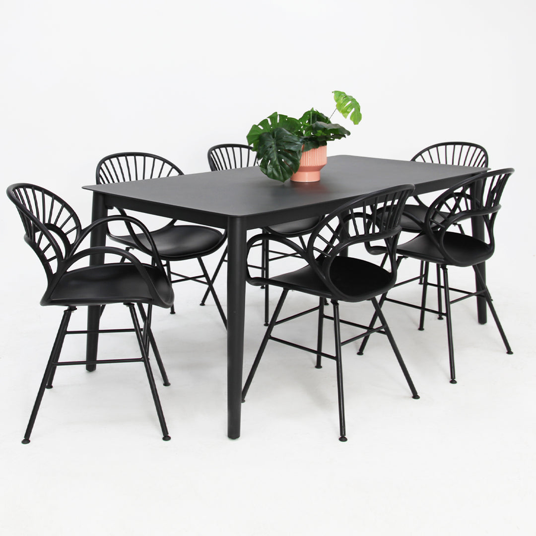 Java Fantail 7pc Dining Set - Black