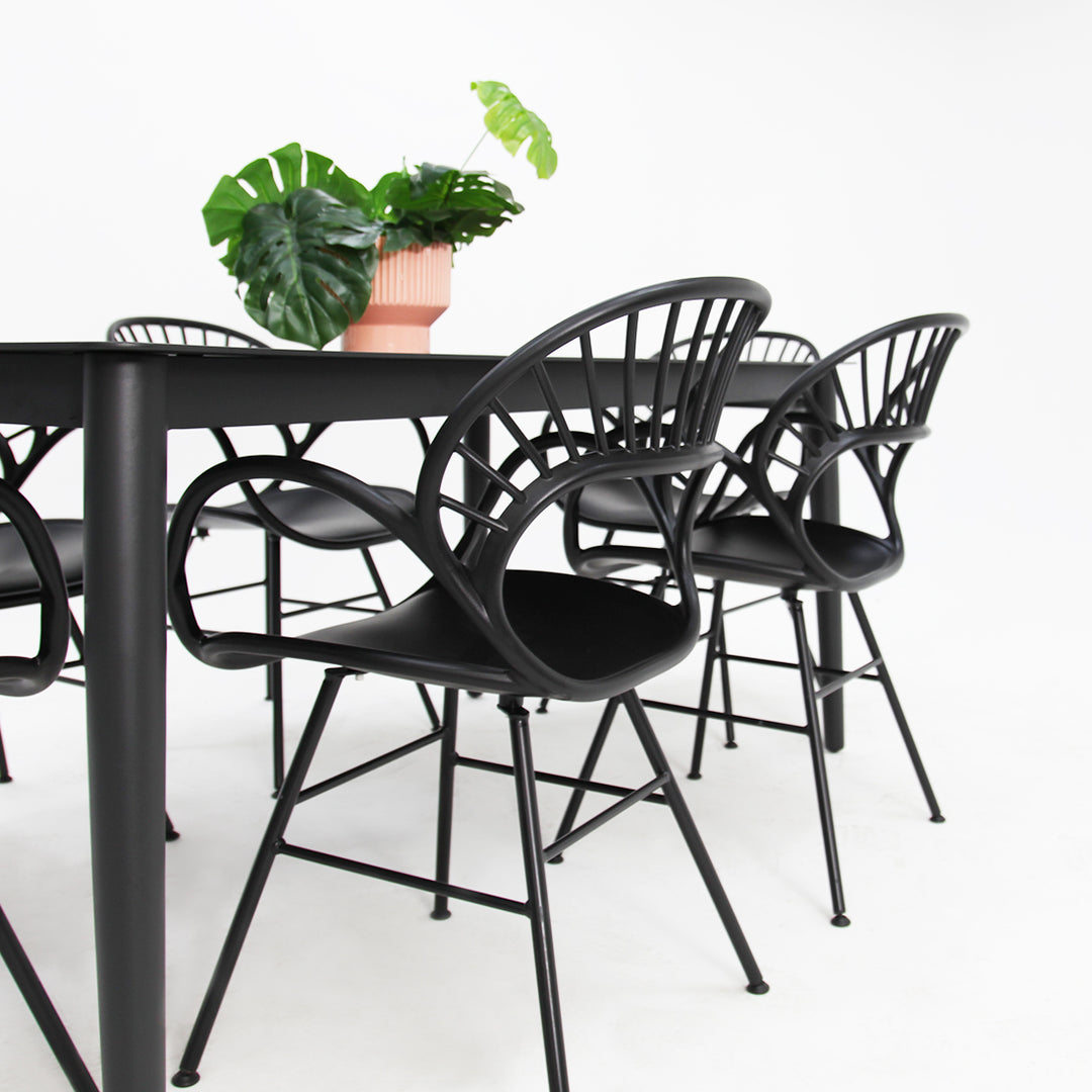 Java Fantail 7pc Dining Set - Black