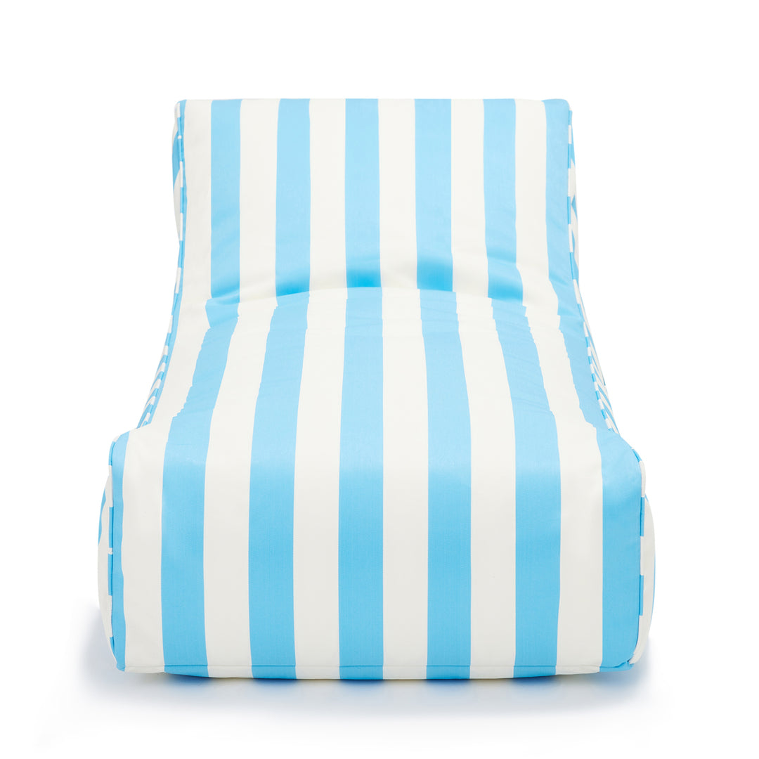 Laid Back Light Blue + White Outdoor Beanbag