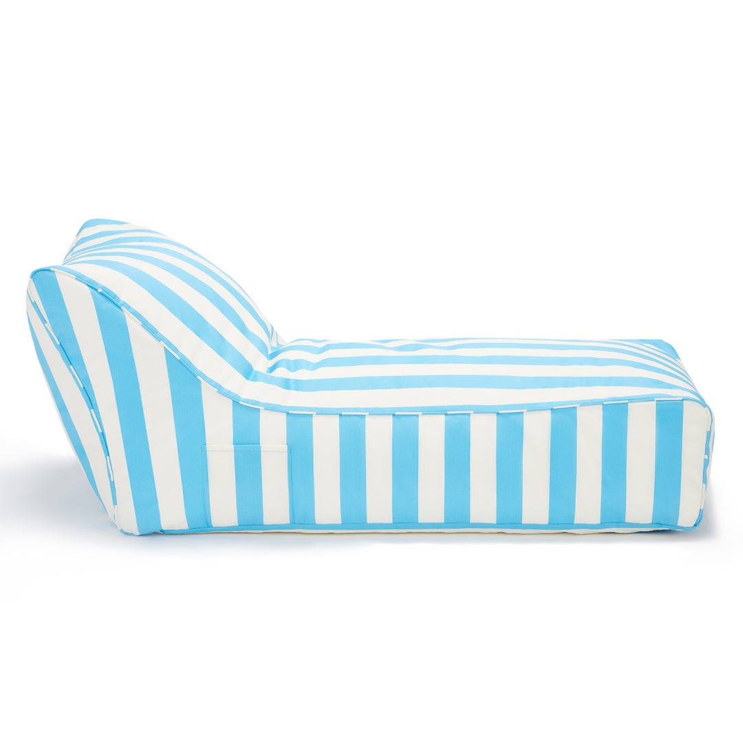 Laid Back Light Blue + White Outdoor Beanbag