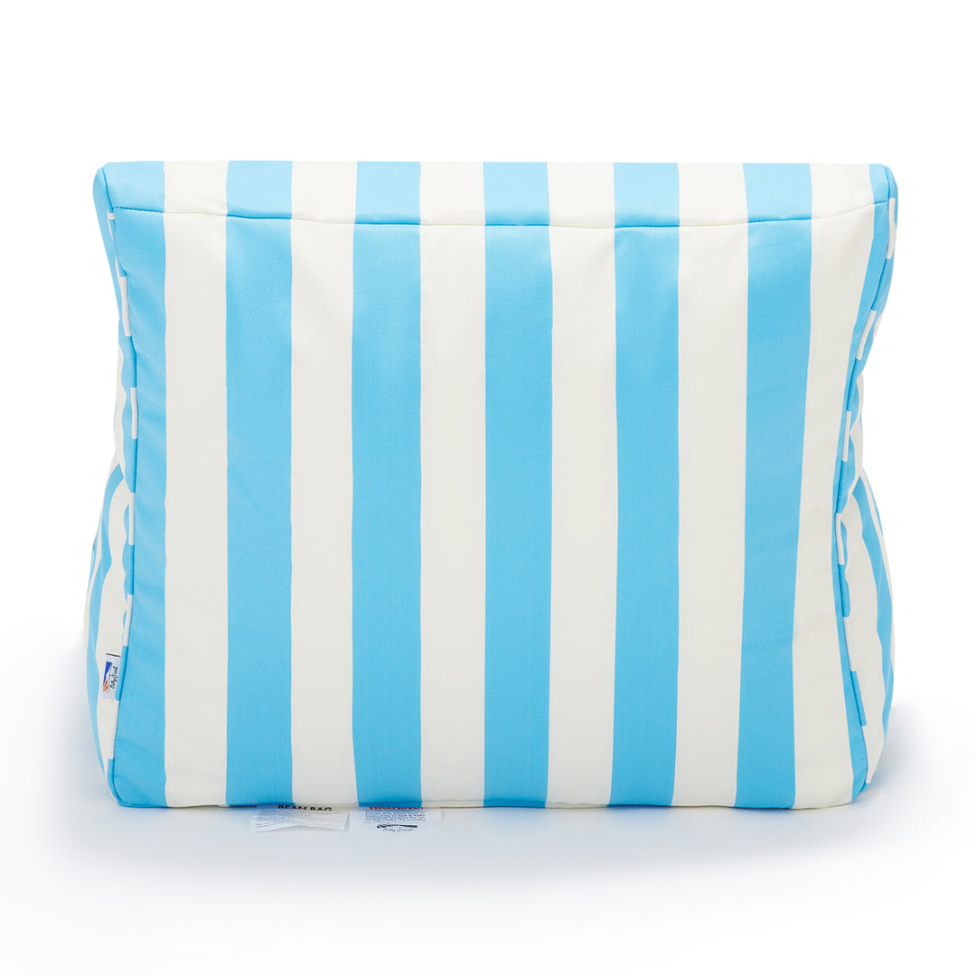 Laid Back Light Blue + White Outdoor Beanbag
