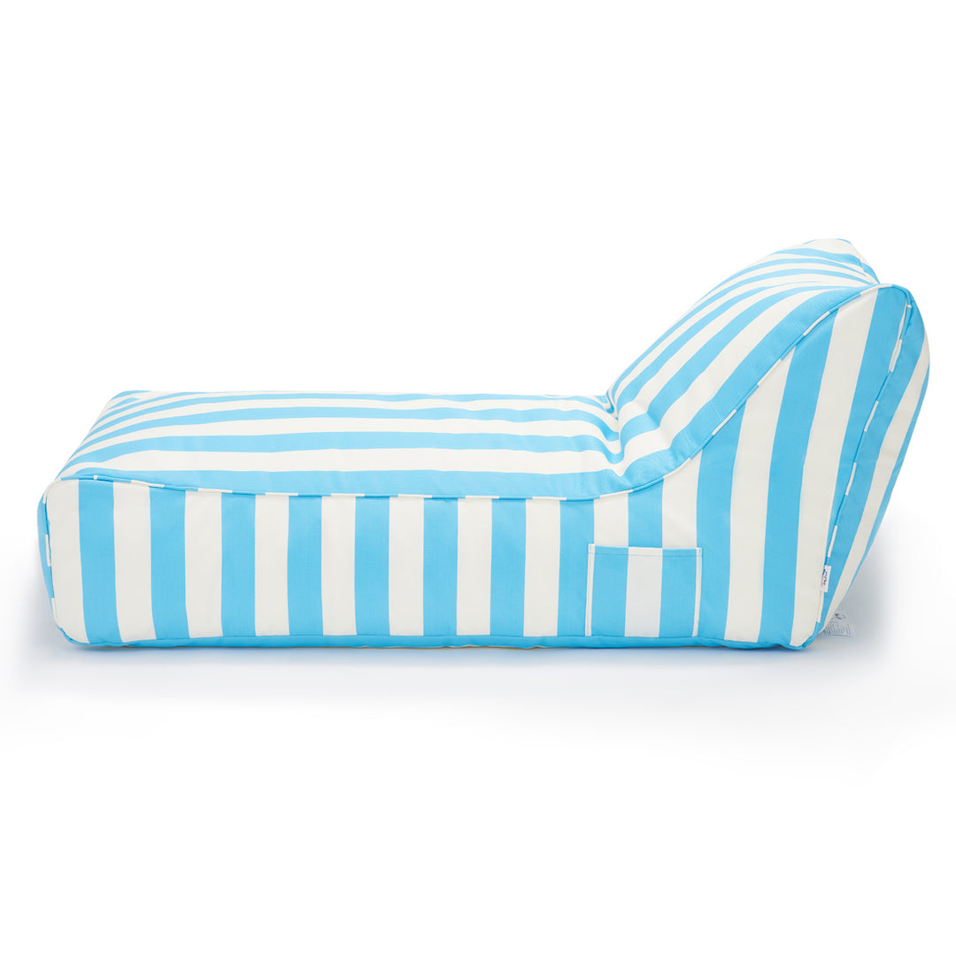 Laid Back Light Blue + White Outdoor Beanbag