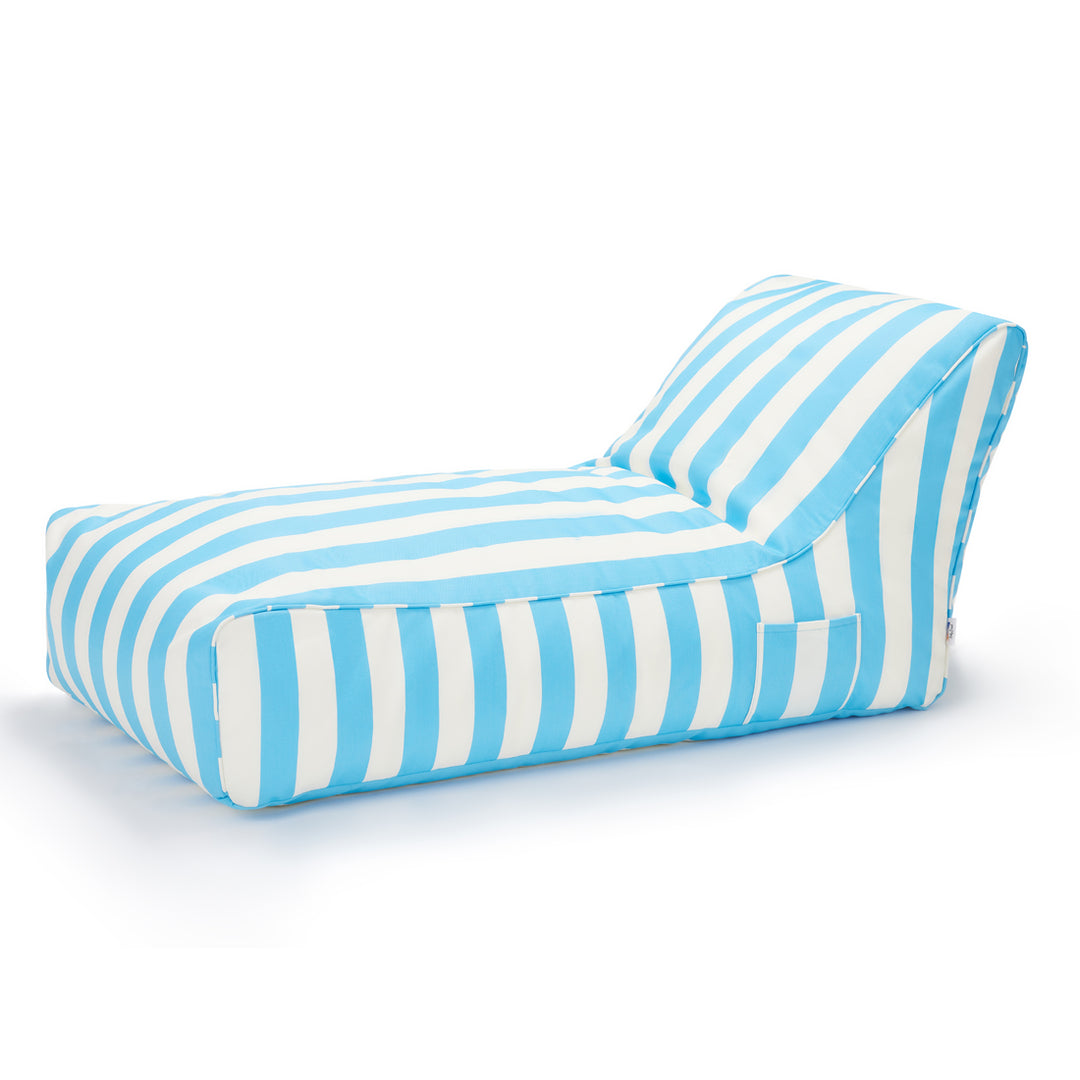 Laid Back Light Blue + White Outdoor Beanbag