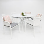 Load image into Gallery viewer, Persia Bailey Armchair Round 7pc Dining Setting - White