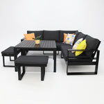 Load image into Gallery viewer, Hayman Corner Lounge Setting with Footstools - Black