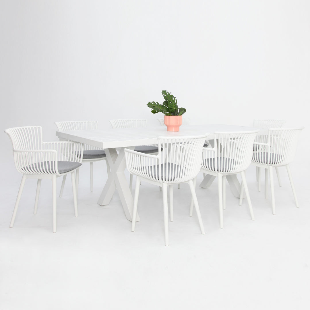 Ravenne Canela 9pc Dining Setting - White