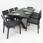 Load image into Gallery viewer, Ravenne Dallas 9pc Dining Setting - Black