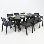 Load image into Gallery viewer, Ravenne Dallas 9pc Dining Setting - Black