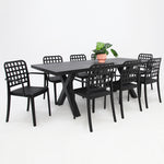 Load image into Gallery viewer, Ravenne Frankie 9pc Armchair Dining Set - Black