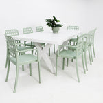 Load image into Gallery viewer, Ravenne Frankie Armchair 9pc Dining Set - White Green