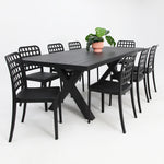 Load image into Gallery viewer, Ravenne Frankie 9pc Armless Dining Set - Black