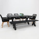 Load image into Gallery viewer, Ravenne Albenga 7pc Dining and Bench Setting - Black