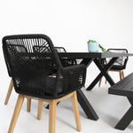 Load image into Gallery viewer, Ravenne Albenga 7pc Dining and Bench Setting - Black