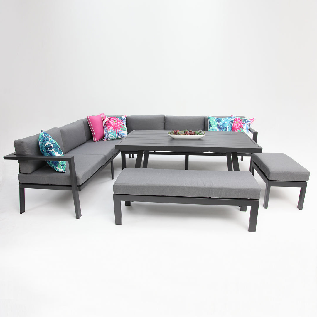 San Antonio Corner Lounge Setting - Gunmetal
