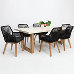 Load image into Gallery viewer, Veltis Albenga 7pc Travertine Dining Setting - Black