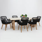 Load image into Gallery viewer, Veltis Albenga 7pc Travertine Dining Setting - Black