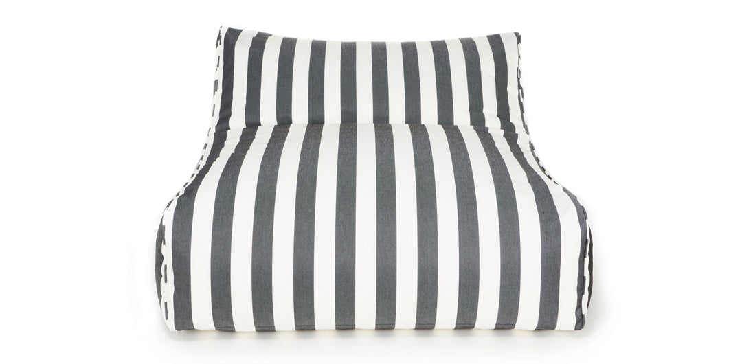 Hang Out Charcoal + White Stripe Outdoor Beanbag