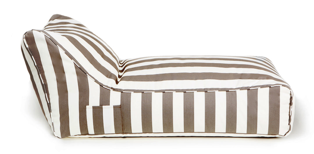Laid Back Taupe + White Outdoor Beanbag