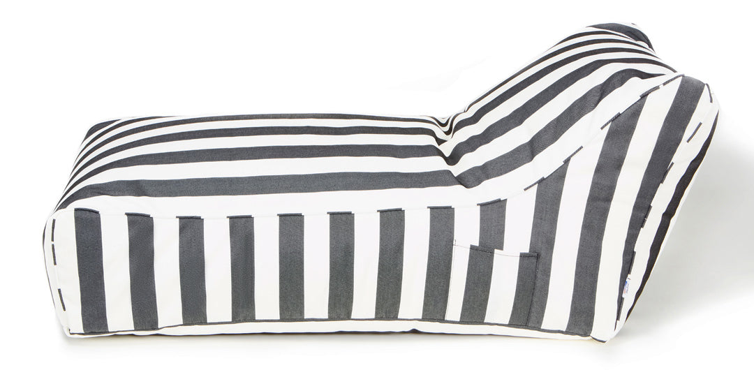 Laid Back Charcoal + White Outdoor Beanbag