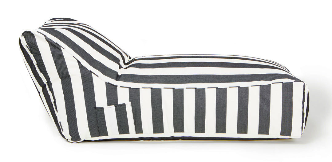 Laid Back Charcoal + White Outdoor Beanbag