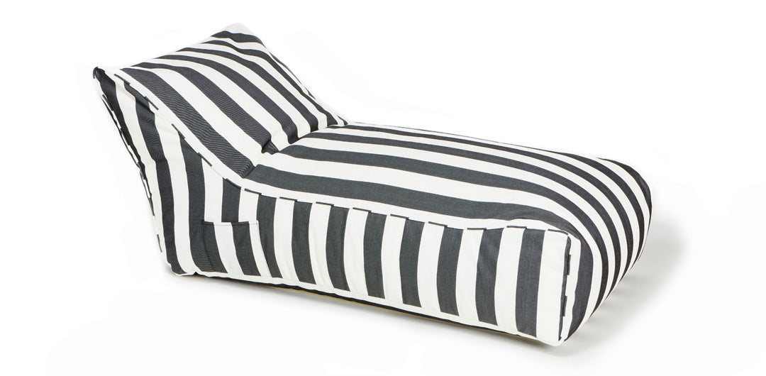 Laid Back Charcoal + White Outdoor Beanbag