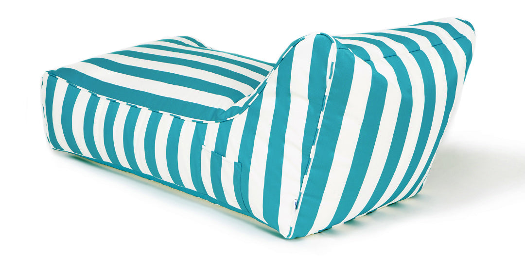 Laid Back Turquoise + White Outdoor Beanbag