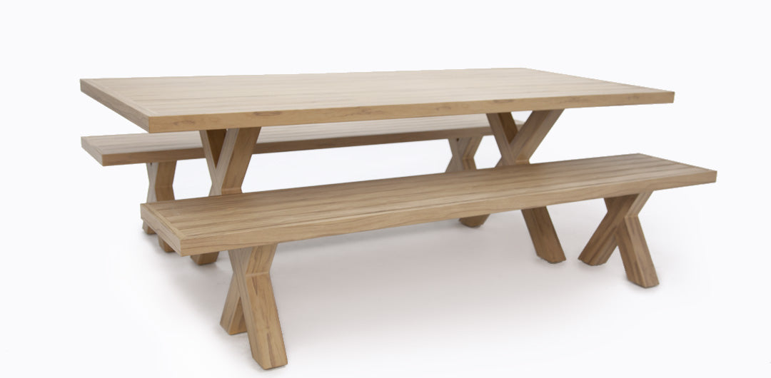 Ravenne 3pc Table and Bench Dining Setting - Timber Look