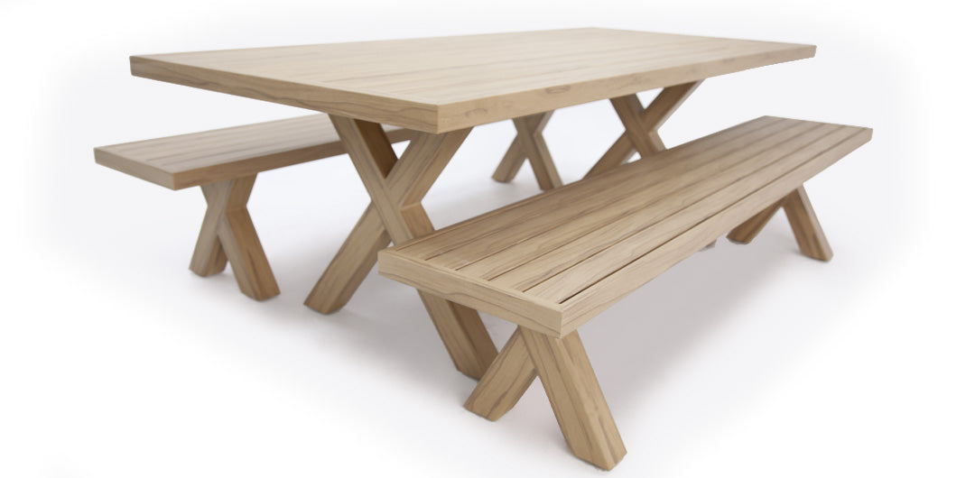 Ravenne 3pc Table and Bench Dining Setting - Timber Look