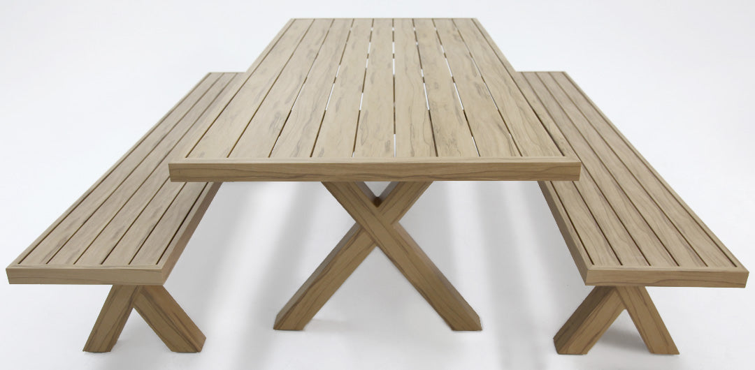 Ravenne 3pc Table and Bench Dining Setting - Timber Look