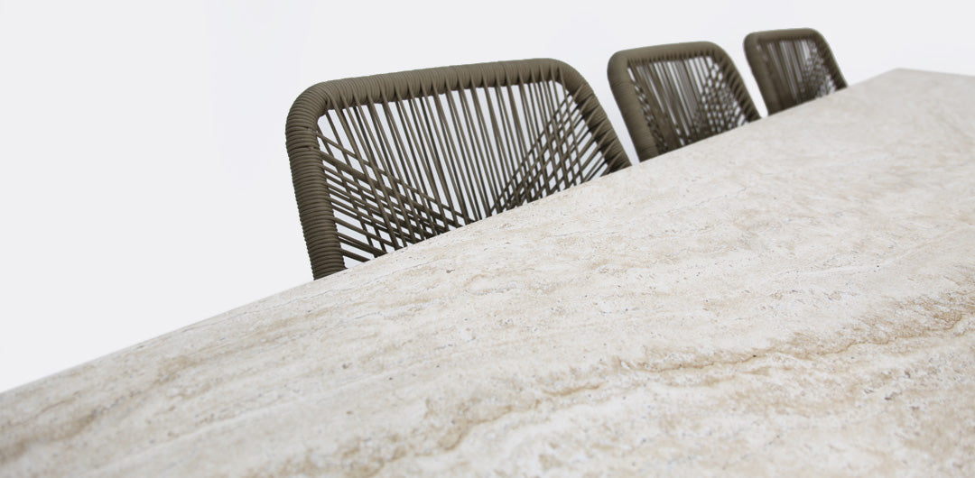 Veltis Albenga 9pc Travertine Dining Setting