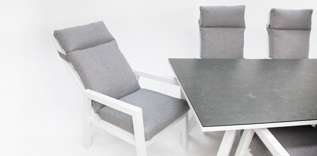 Athena 7pc Recline Dining Setting - White
