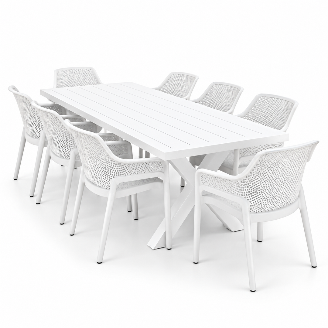 Ravenne Calhoun 9pc Dining Setting - White