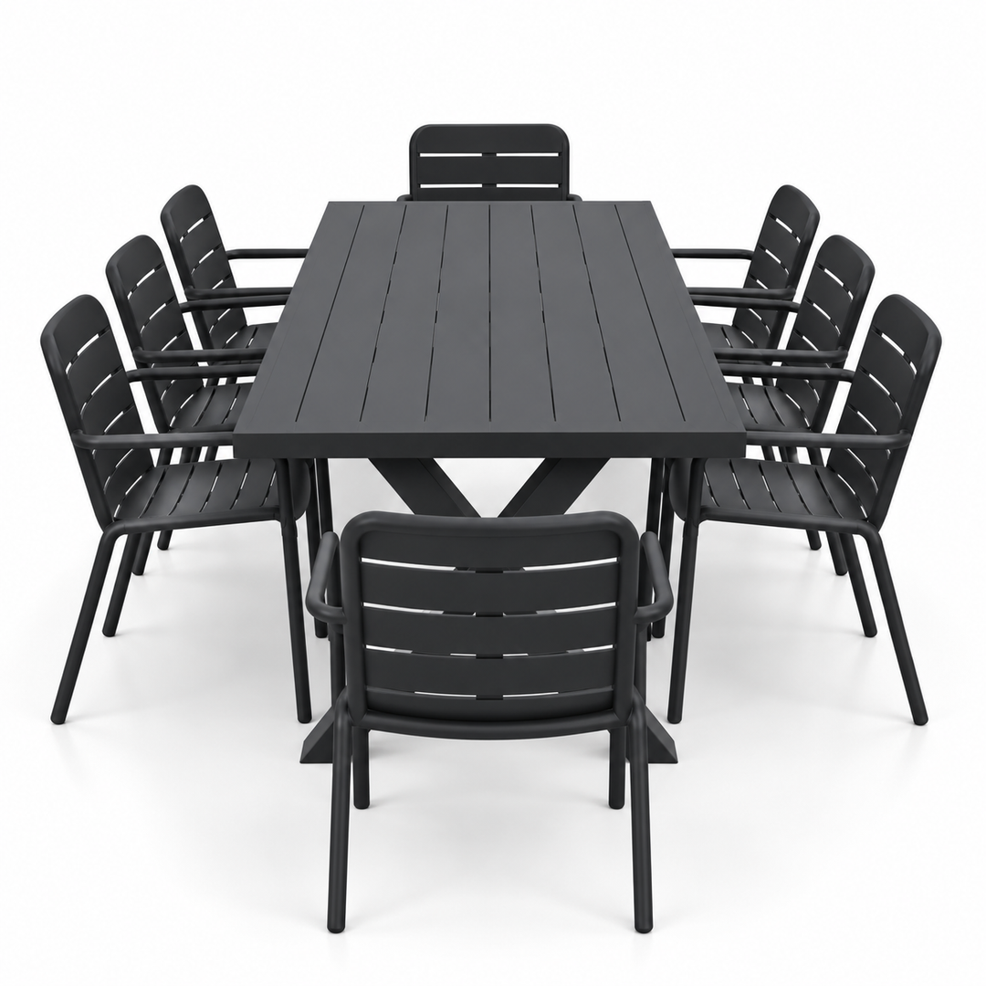 Ravenne Mariss 9pc Dining Setting - Black