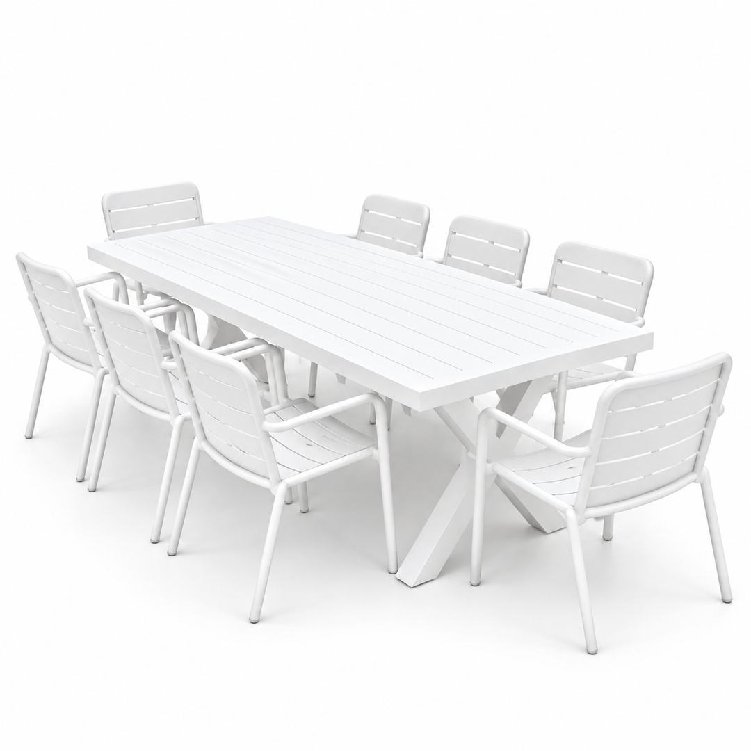 Ravenne Mariss 9pc Dining Setting - White