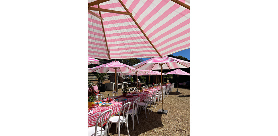 Billy Fresh 3m Bamboo Flamingo Umbrella - Pink