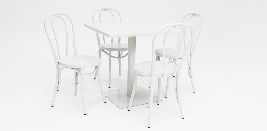 Cannes Bentwood 5pc Cafe Dining Setting - White