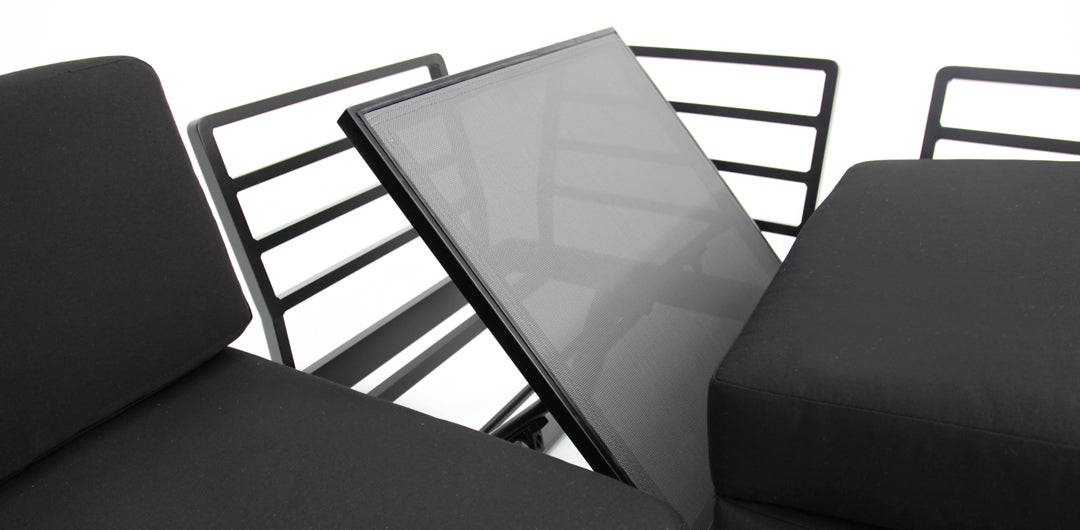 Carringbush Corner Lounge Setting With Sunbrella Fabric and Teak - Black
