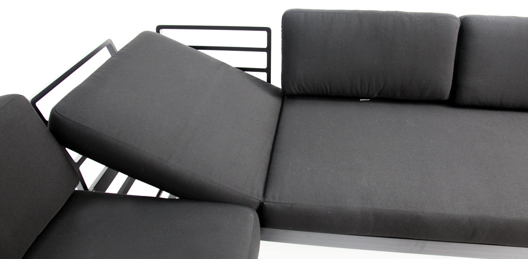 Carringbush Corner Lounge Setting With Sunbrella Fabric and Teak - Black