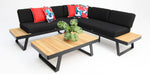 Load image into Gallery viewer, Carringbush Corner Lounge Setting With Sunbrella Fabric and Teak - Black

