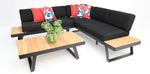 Load image into Gallery viewer, Carringbush Corner Lounge Setting With Sunbrella Fabric and Teak - Black

