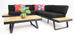 Load image into Gallery viewer, Carringbush Corner Lounge Setting With Sunbrella Fabric and Teak - Black
