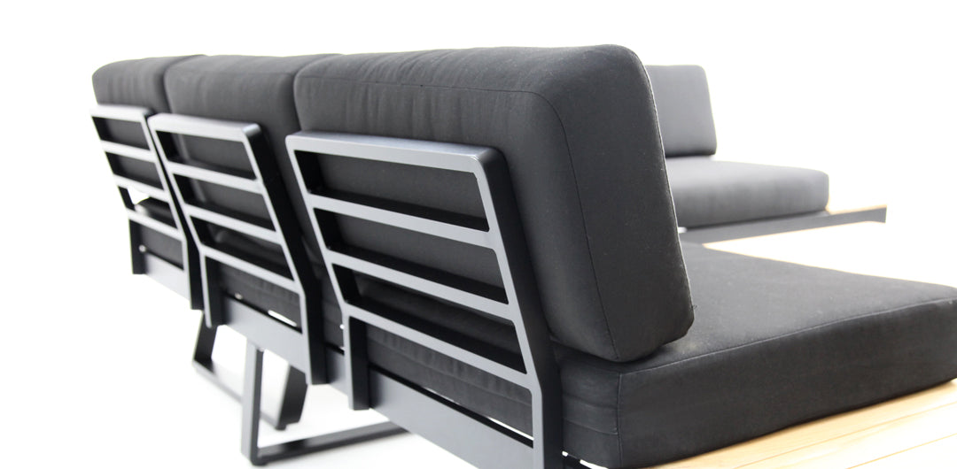 Carringbush Corner Lounge Setting With Sunbrella Fabric and Teak - Black